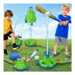 4-in-1 Rocket Launcher for Kids, Water Sprinkler Baseball Set
