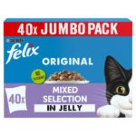 4 x FELIX Original Mixed Selection in Jelly Wet Cat Food 40x85g – Clubcard Price