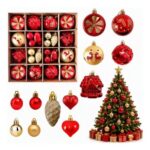 40 Pcs Red and Gold Christmas Baubles -6cm