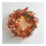 40cm Pre Lit Maple Leaf Autumn Wreath