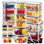 48 PCS(24 containers & 24 Lids) Food Storage Containers with Lids, Reusable Plastic Food Containers for Kitchen Storage and Organization, Leakproof Meal Prep Container with Labels & Pen