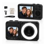 4K 64MP Camera with 18x Zoom, Dual Screens, Beauty Light