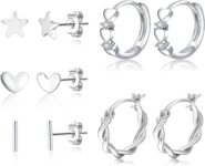 5 Pairs Silver Hoop Earrings for Women Hypoallergenic Small Huggie Earrings