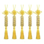5 Pcs Feng Shui Lucky Coins Tassel Pendant – Yellow