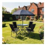 5-Piece Glass Top Folding Garden Dining Set