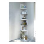 5 Tier Corner Bookcase Wooden Zigzag Floating Corner Bookshelf