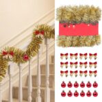 5M/16.4FT Gold Tinsel Garland, Gold Christmas Garland Decorations