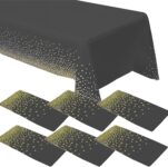 6 Pack Black Tablecloth 54 X 108 Rectangular Table Cover Gold Dot Table Covers Table Cloths Waterproof Party Tablecloths for Indoor or Outdoor Events, Birthdays, Wedding, Christmas, (137274 cm)