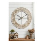 60cm Large Wooden & Iron Wall Clock