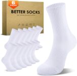 6/12 Pairs Cushioned Sports Socks for Men Women Cotton Crew Socks
