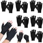 6Pairs Black Fingerless Cotton Gloves, Black cotton eczema Gloves