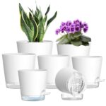 7 Pack Self Watering Plant Pots, 10 to 20cm Plastic Flower Pots
