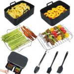 7PCS Reusable Air Fryer Accessories for Ninja Foodi Max Dual Zone 9.5L – Silicone Liners & Racks