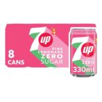 7UP Zero Pink Lemonade 330ml Can 8 Pack