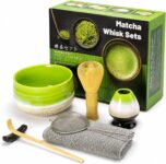 7pcs Ceramic Matcha Kit with Flat-Rimmed Bowl, Green