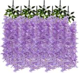8 Packs Artificial Lilac Flower Vines – 85cm Hanging Silk Wisteria Garlands with 4 Branches – Faux Syringa Hanging Plants for Wedding Arch, Home Garden, Patio, Party & Photography Props Decor