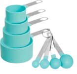 8 Pcs Measuring Cups and Spoons Set, Includes 4 Stainless Steel Nesting Measuring Cups & 4 Mini Measuring Spoons,Stackable Handle Accurate Tablespoon for Measuring Dry and Liquid Ingredients(Green)