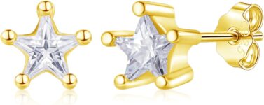 925 Sterling Silver Stud Earrings for Women Girls, 3 Pairs Silver Star Studs Earrings Set with Cubic Zircon, Hypoallergenic 4/5/6mm Tiny Cartilage Sleeper Studs in Star – Shape Helix Tragus