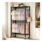 AIRAJ Adjustable Clothes Rack with Castors, 18389.542.5 Cm