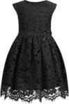 ALLOVIN Girls & Toddlers Spring Graduation Sleeveless A-Line Lace Party Dress Flower Girl Dress with Beaded Bowknot 2-12Y