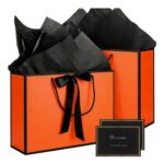 AMFUN 2-Pack Medium Gift Bags with Handles, Orange/Black