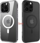 ANEWSIR for iPhone 16 Pro Case 2pcs (ClearMatte Black), Compatible with Magsafe, Shockproof Protection, Magnetic Phone Cases for iPhone 16 Pro Cover 6.3 inch.