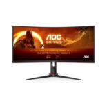AOC CU34G2XPD/BK 34 inch UW-QHD Gaming Monitor Curved, 180Hz, Fast VA Panel, 1ms GtG, HDR400, (3440×1440 HDMI 2x 2.0 USB Hub) Black/Red
