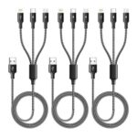 ASICEN USB Braided 3-in-1 Charging Cable (3-Pack)
