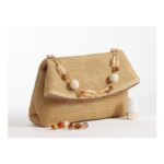 ASOS DESIGN Straw Clutch Bag with Resin Strap in Natural