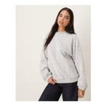 ASOS DESIGN Sweatshirt with Tie Hem Detail in Mottled Blue