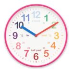 Acctim Wickford Kids Teaching Wall Clock, Pink, 20cm, Rainbow Dial