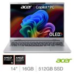 Acer Aspire 14 AI, Copilot PC, AMD Ryzen AI 5 340, 16GB RAM, 512GB SSD, 14 Inch WUXGA OLED Laptop, NX.JNZEK.001
