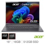Acer Aspire 16 AI, Copilot PC, AMD Ryzen AI 5, 16GB RAM, 512GB SSD, 16 Inch OLED Laptop, 2 Year Warranty