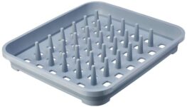 Addis 518356 Eco Draining Dish Plate Rack with Pegs, Made from 100% Recycled Plastic, Light Grey, 33.5 x 38 x 5cm