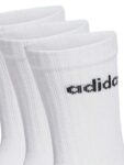 Adidas Sportswear Unisex 3 Pack Cushioned Linear Crew Socks – White – XS, S, XL – Free C&C