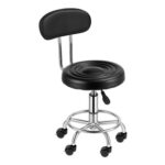 Adjustable 360-Degree Drafting Stool with Backrest, PU Leather, Thick Cushion