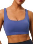 Adjustable Sports Bras for Women Medium Support U-Neck Workout Yoga Bra with Sewn in Pads Cut-Out Y-Back Gym Tops