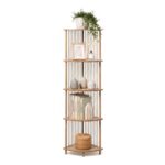 Afuly Corner Bookcase, 5-Tier White Oak Shelf Unit