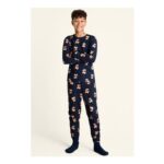 Age 5-6 Unisex Kids Navy Teddy Print Family Pyjama