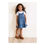 Age 6-7 Younger Girl Blue Denim Strawberry Dress & T-Shirt Set
