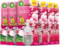 Air Wick Cherry Blossom & Raspberry Liquid Electrical Single Refills 6x19ml, Lasts for up to 100 Days, Air Freshener