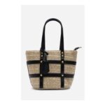 Alaia Small Raffia Bag with Studd Detail and Cross Body Strap
