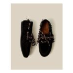 Alba Fringe Suede Moccasin Loafers Black