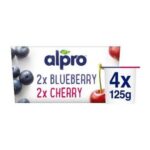 Alpro Blueberry & Cherry Soya Plant Based Yoghurt Alternative 4x125g