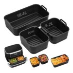 Alyvisun Silicone Air Fryer Liners, 3-Pack (1×10.4L 2×5.2L)