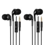 Amazon Basics 2-Pack 3.5mm Wired Earbuds, In-Ear Headphones with Built-In Microphone & Track Control, S/M/L Ear Tips