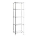 Amazon Basics 5-Shelf Tower, Adjustable Chrome Shelving Unit