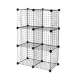Amazon Basics 6 Cube Wire Grid Stackable Storage Shelves, Black, 66 x 32 x 96.5 cm – Prime Exclusive