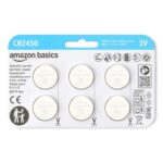 Amazon Basics 6-Pack CR2450 Lithium Coin Cell Battery, 3 V, Long-Lasting Power, Mercury-Free, Child-Safe Package (Use Scissors to Open)