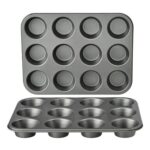Amazon Basics Nonstick round Carbon Steel Muffin Pan, 2-Pack